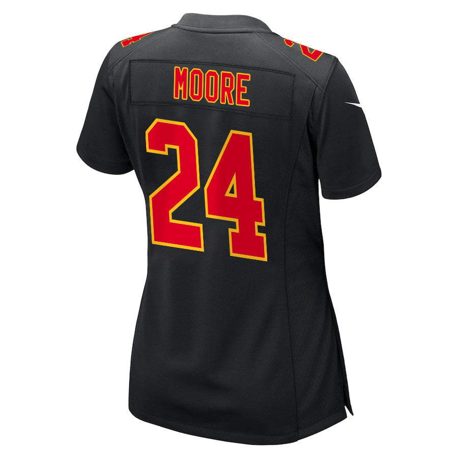 Skyy Moore 24 Kansas City Chiefs Super Bowl LVIII Champions 4X Fashion Game Jersey – Carbon Black JS9687