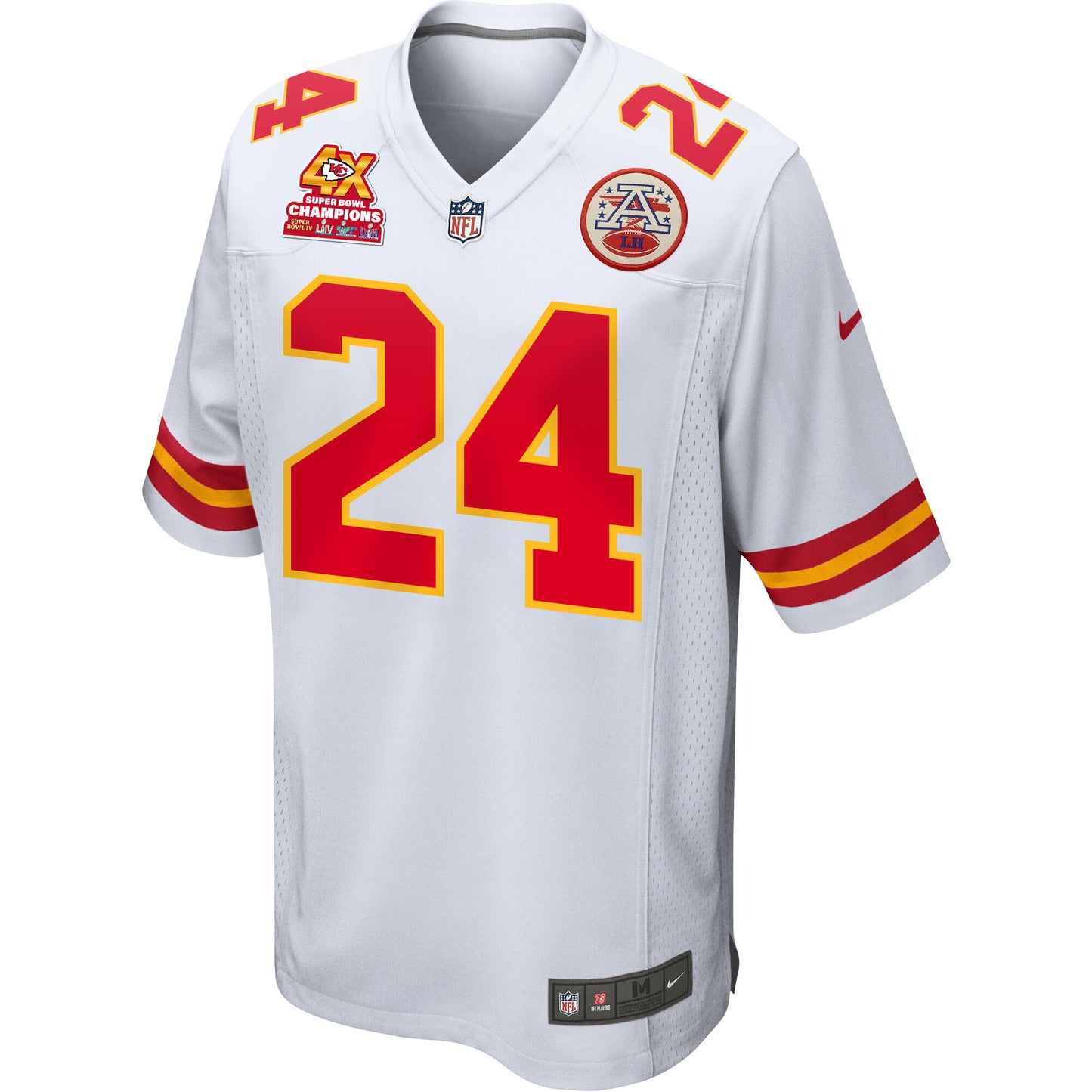 Skyy Moore 24 Kansas City Chiefs Super Bowl LVIII Champions 4X Game Jersey – White JS5784