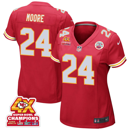Skyy Moore 24 Kansas City Chiefs Super Bowl LVIII Champions 4X Game Jersey – Red JS3244