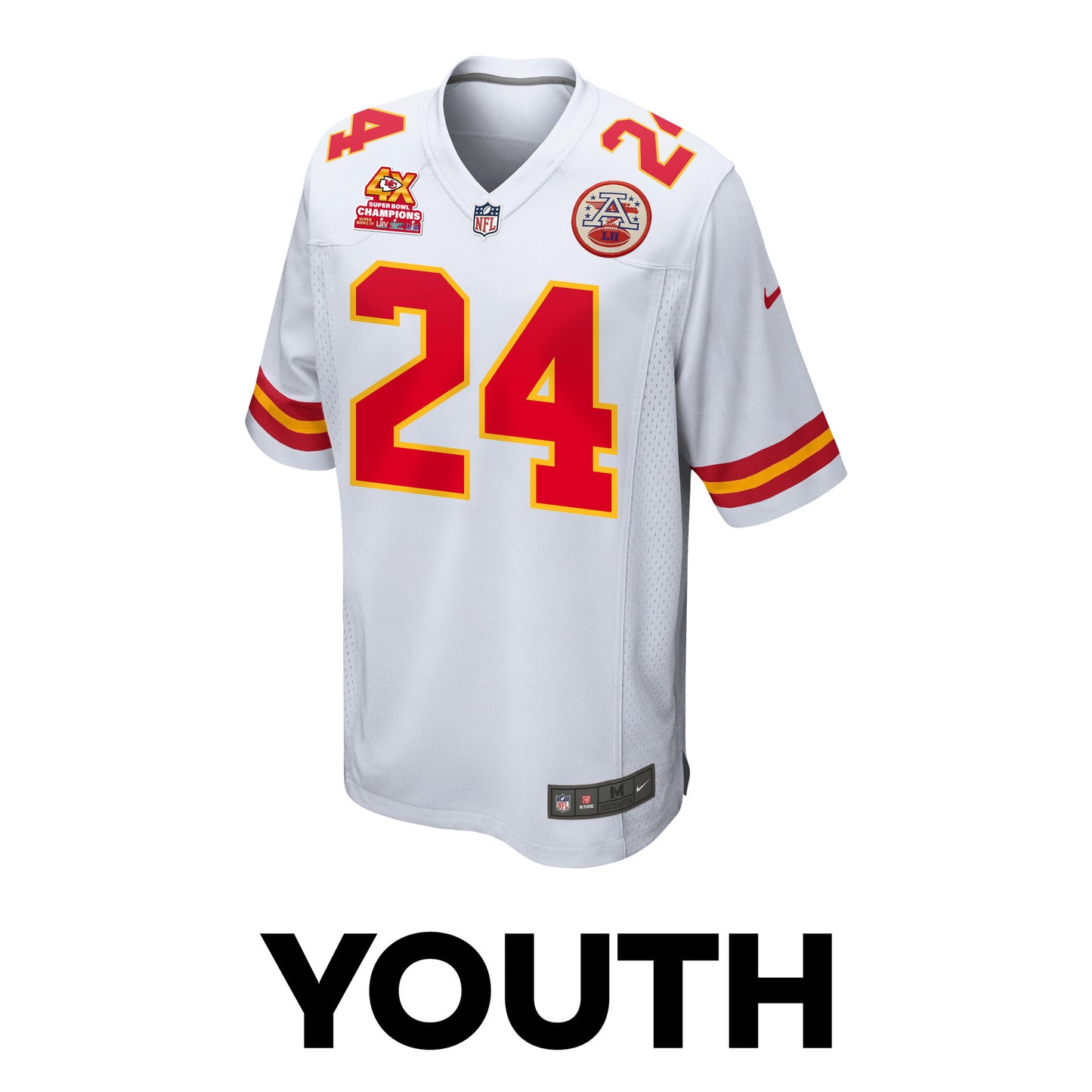 Skyy Moore 24 Kansas City Chiefs Super Bowl LVIII Champions 4X Game Jersey – White JS9201