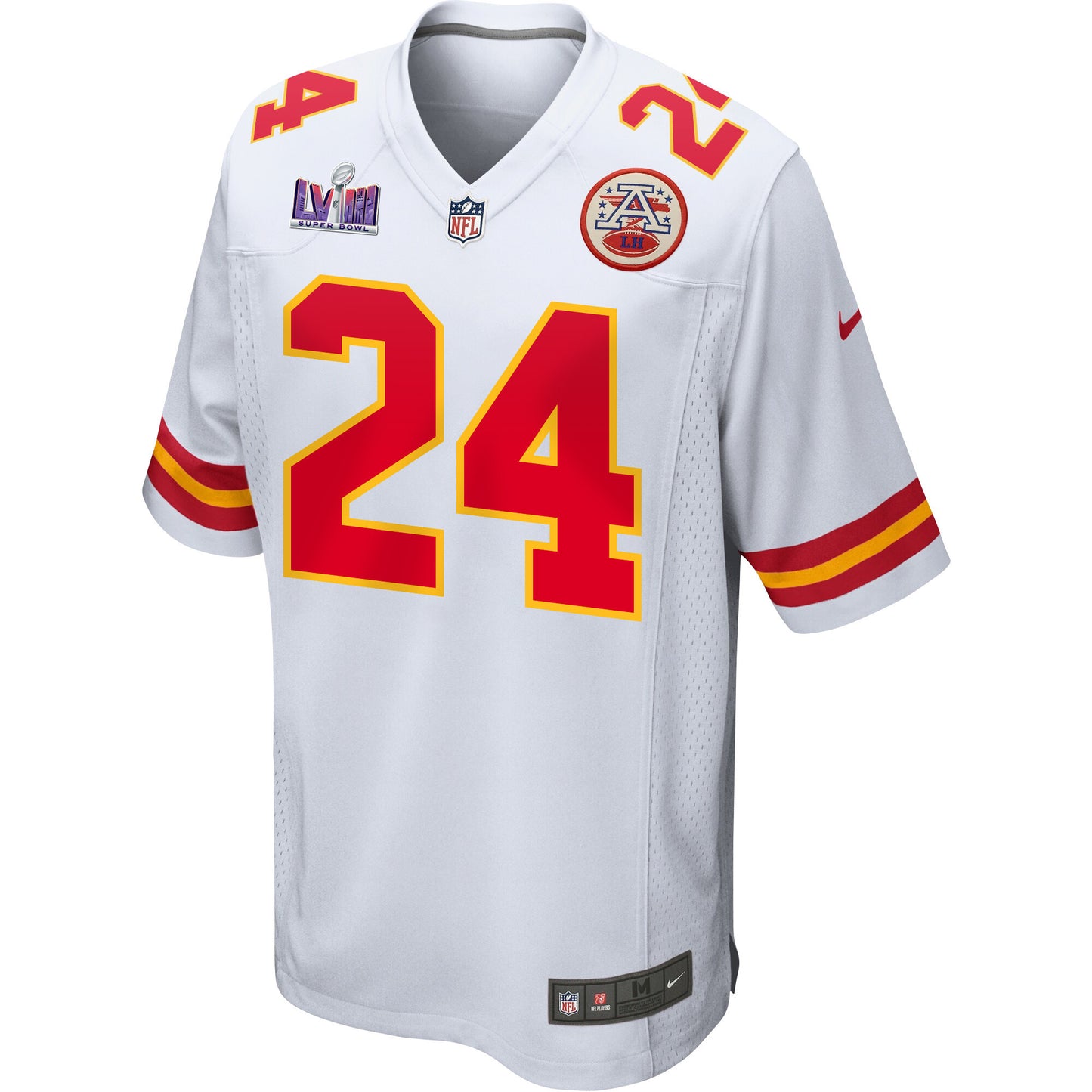 Skyy Moore 24 Kansas City Chiefs Super Bowl LVIII Patch Game Jersey – White JS3131