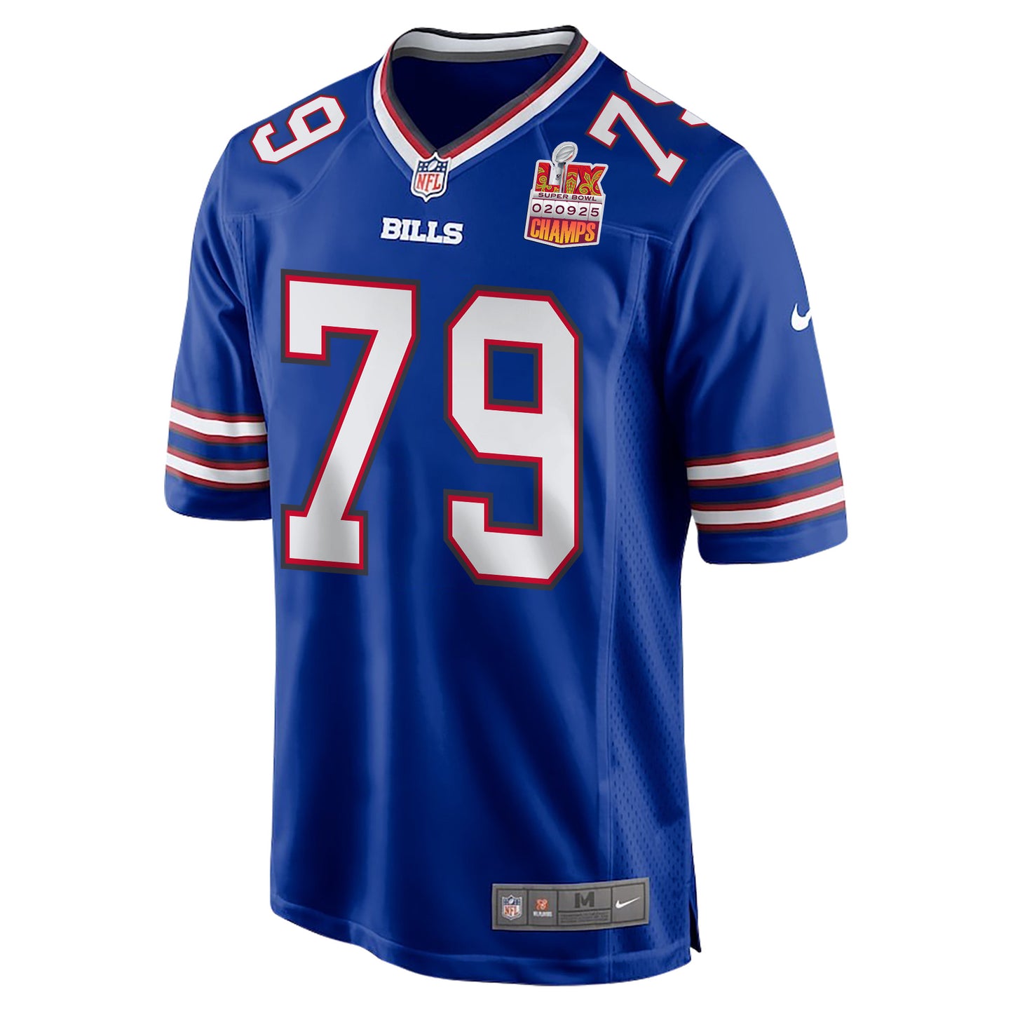 Spencer Brown 79 Buffalo Bills Super Bowl LIX Champions Patch Game Jersey – Royal JS6636