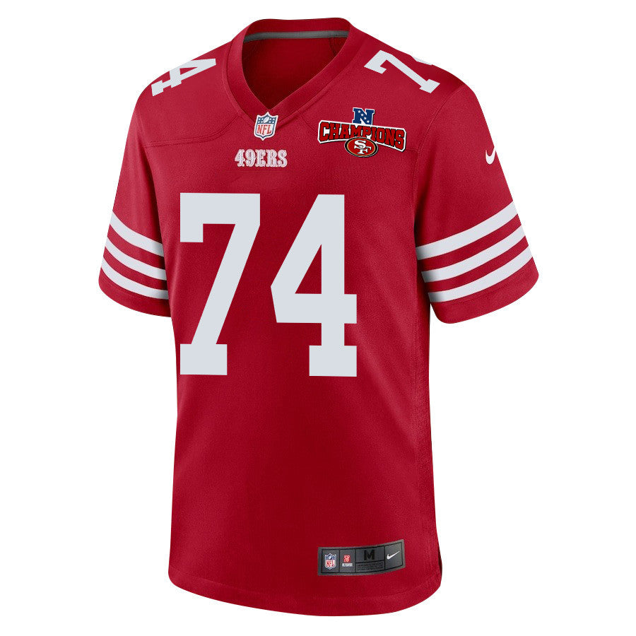 Spencer Burford 74 San Francisco 49ers NFC Champions Patch Game Jersey – Scarlet JS9993