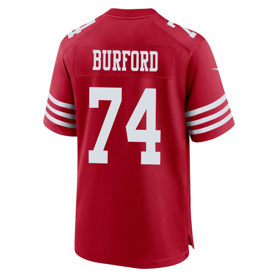 Spencer Burford 74 San Francisco 49ers NFC Champions Patch Game Jersey – Scarlet JS9993