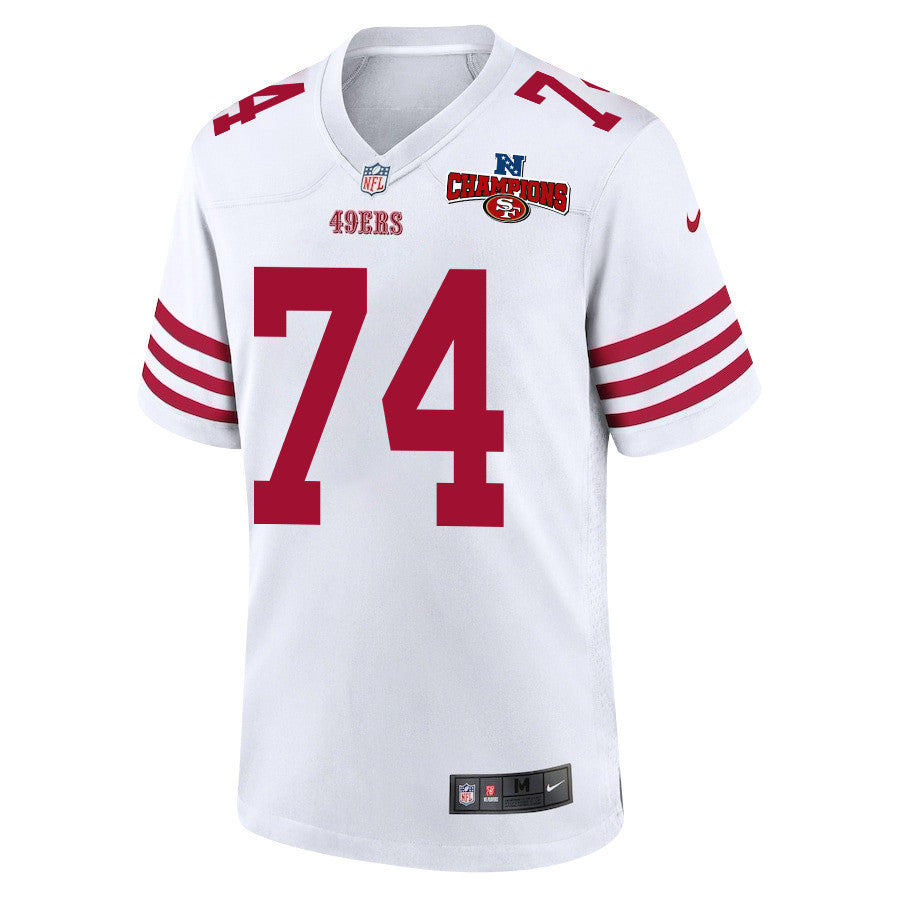 Spencer Burford 74 San Francisco 49ers NFC Champions Patch Game Jersey – White JS5801