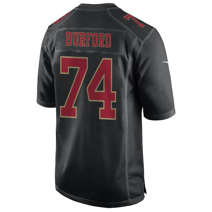 Spencer Burford 74 San Francisco 49ers Super Bowl LVIII Patch Fashion Game Jersey – Carbon Black JS3794