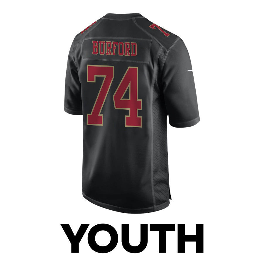 Spencer Burford 74 San Francisco 49ers Super Bowl LVIII Patch Fashion Game Jersey – Carbon Black JS4115