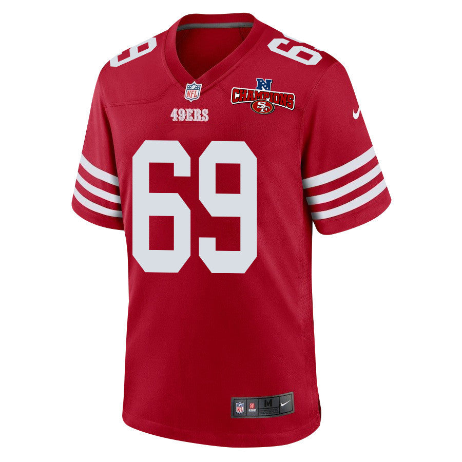 Spencer Waege 69 San Francisco 49ers NFC Champions Patch Game Jersey – Scarlet JS4267