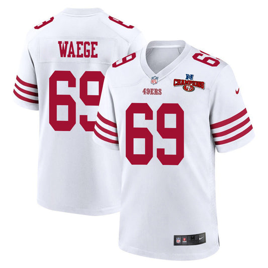 Spencer Waege 69 San Francisco 49ers NFC Champions Patch Game Jersey – White JS7448