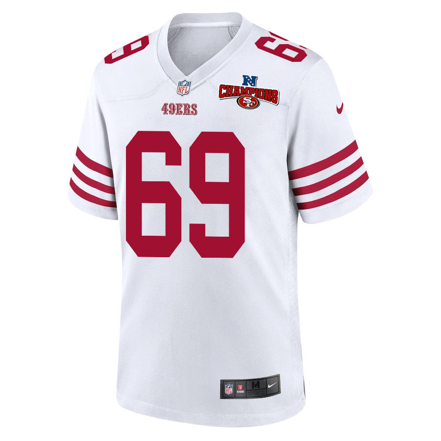 Spencer Waege 69 San Francisco 49ers NFC Champions Patch Game Jersey – White JS7448