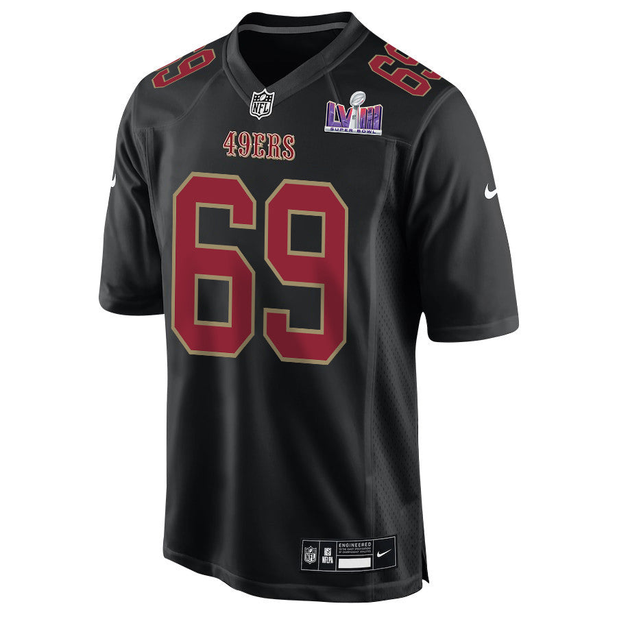 Spencer Waege 69 San Francisco 49ers Super Bowl LVIII Patch Fashion Game Jersey – Carbon Black JS3814