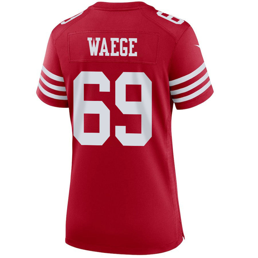 Spencer Waege 69 San Francisco 49ers Super Bowl LVIII Patch Game Jersey – Scarlet JS3725
