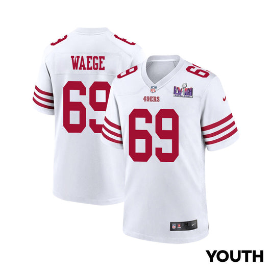Spencer Waege 69 San Francisco 49ers Super Bowl LVIII Patch Game Jersey – White JS9808