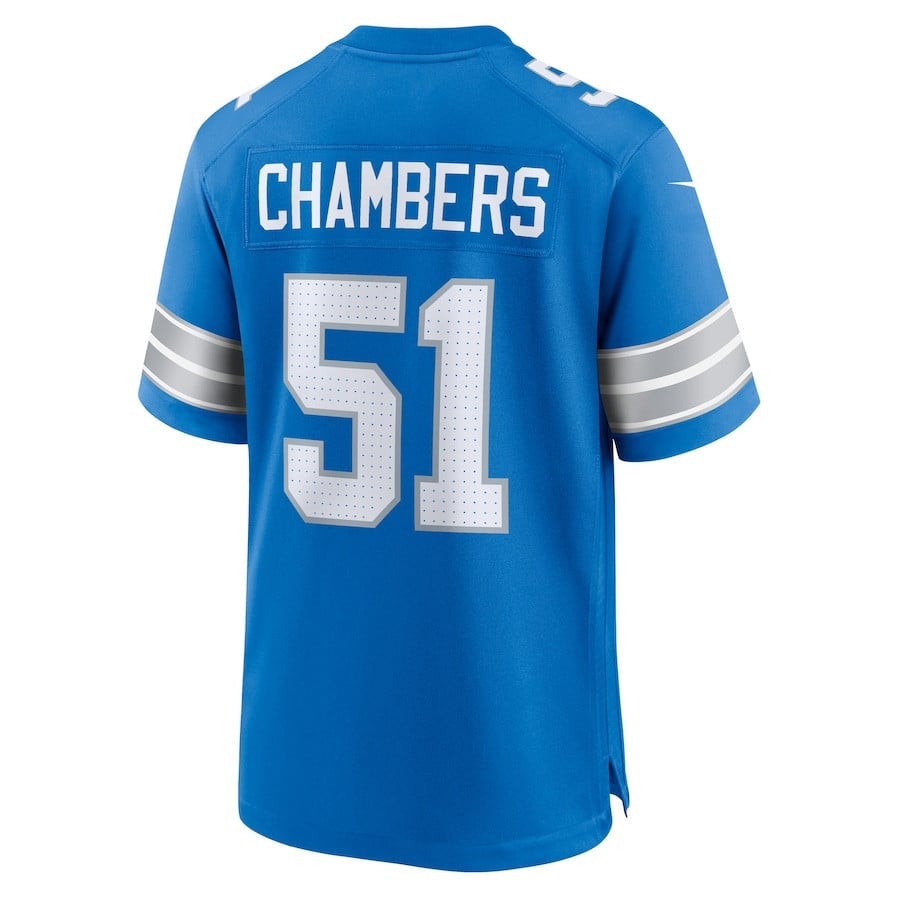 Steele Chambers 51 Detroit Lions Game Jersey – Blue JS2553