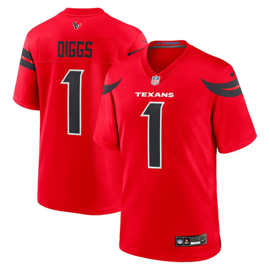 Stefon Diggs 1 Houston Texans Alternate Game Jersey – Red JS2447