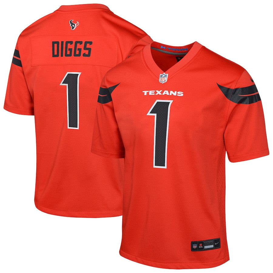 Stefon Diggs 1 Houston Texans Team Player Alternate Game Jersey – Orange JS5685