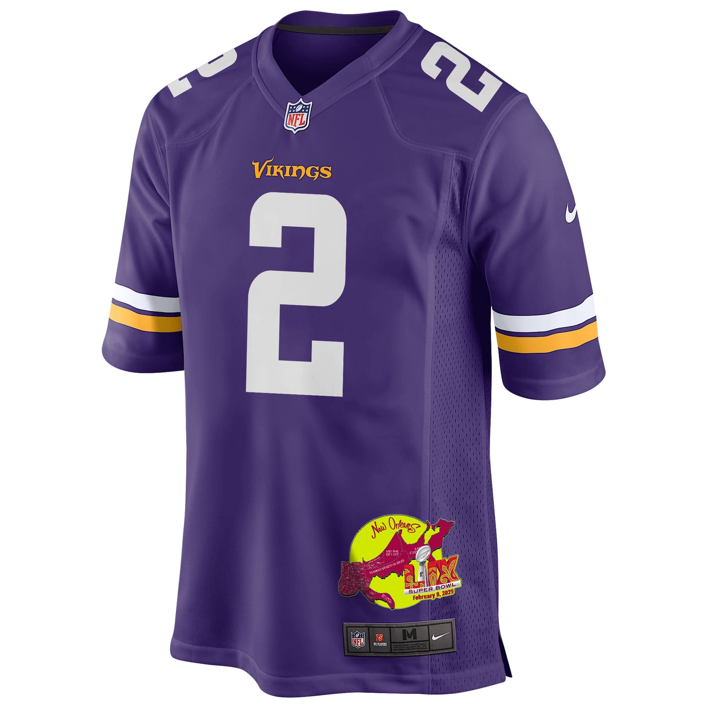 Stephon Gilmore 2 Minnesota Vikings Super Bowl LIX New Orleans Patch Game Jersey – Purple JS9401
