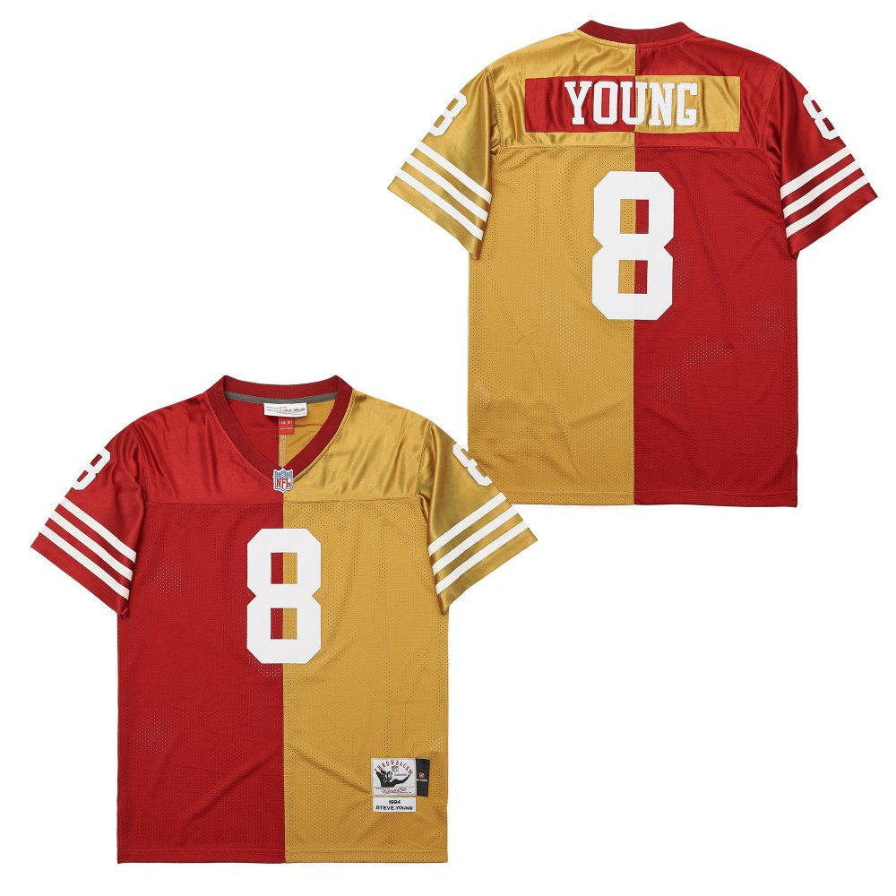 Steve Young 8 San Francisco 49ers Two-Toned Throwback Jersey – Yellow/Red JS4516