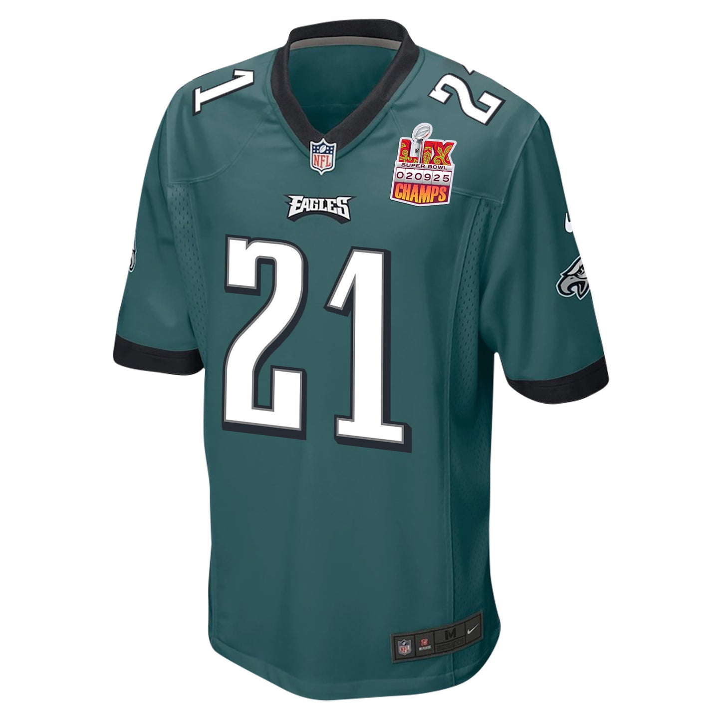 Sydney Brown 21 Philadelphia Eagles Super Bowl LIX Champions Patch Game Jersey – Midnight Green JS1491