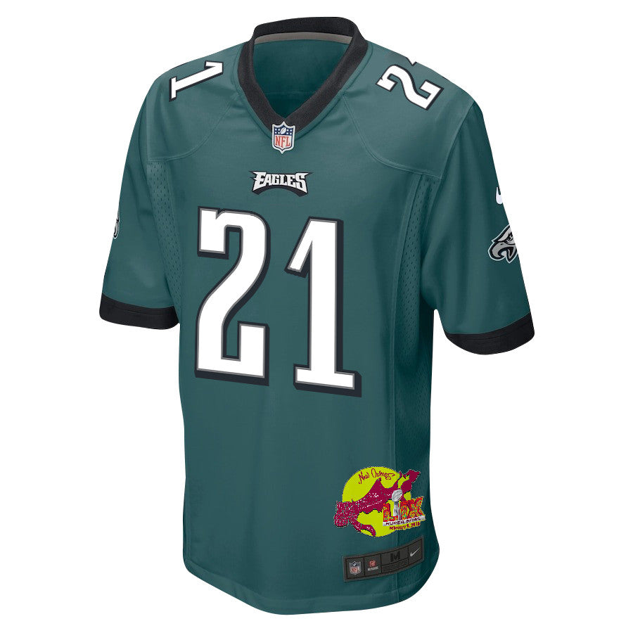 Sydney Brown 21 Philadelphia Eagles Super Bowl LIX New Orleans Patch Game Jersey – Midnight Green JS2237