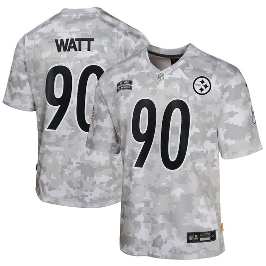 T.J. Watt 90 Pittsburgh Steelers 2024 Salute to Service Game Jersey – Arctic Camo JS1365