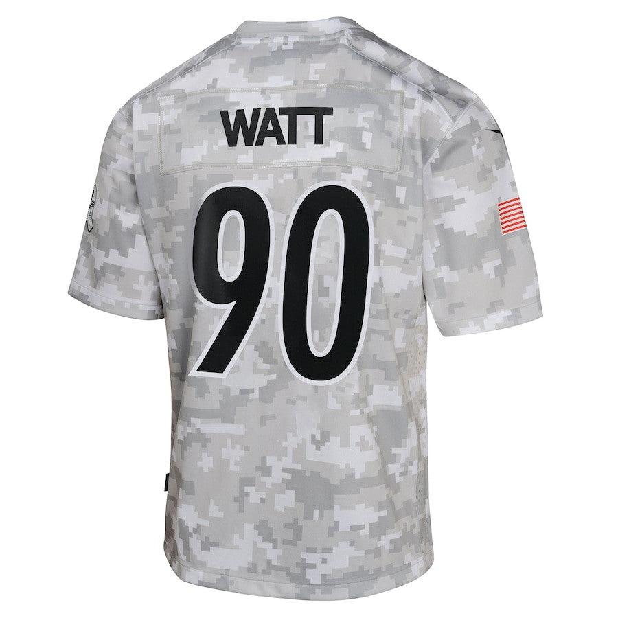 T.J. Watt 90 Pittsburgh Steelers 2024 Salute to Service Game Jersey – Arctic Camo JS1365
