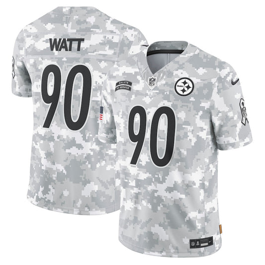T.J. Watt 90 Pittsburgh Steelers 2024 Salute to Service Limited Jersey – Arctic Camo JS5989