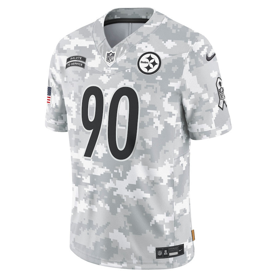 T.J. Watt 90 Pittsburgh Steelers 2024 Salute to Service Limited Jersey – Arctic Camo JS5989