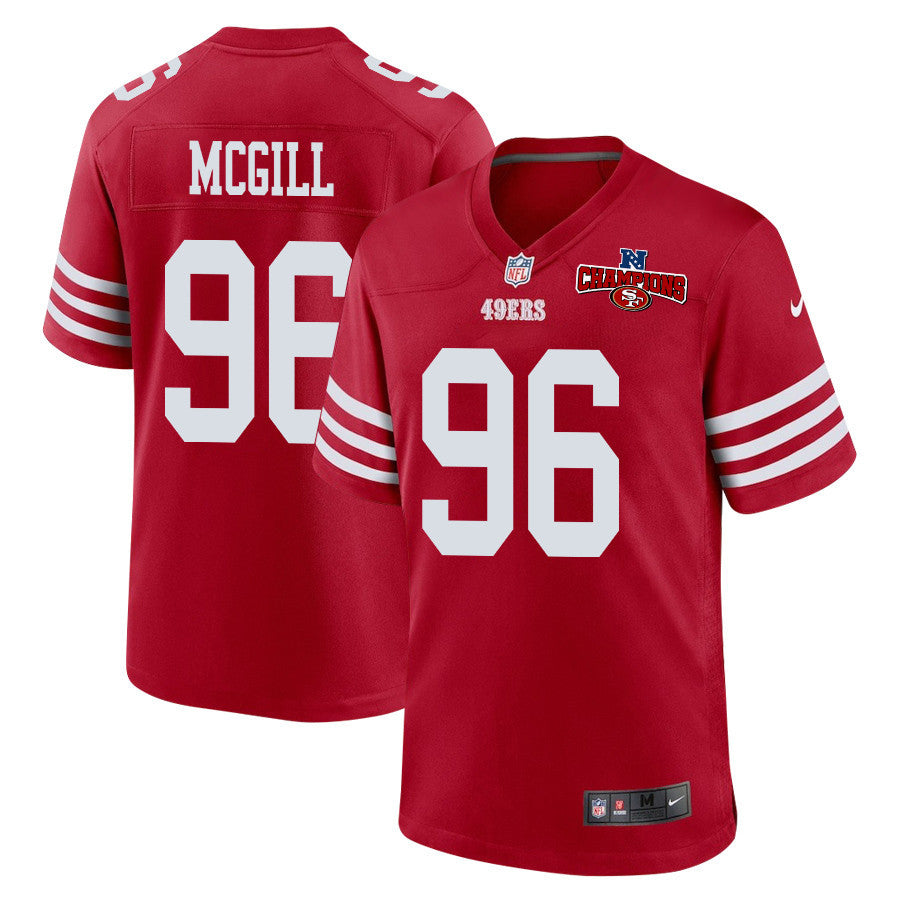 T.Y. McGill 96 San Francisco 49ers NFC Champions Patch Game Jersey – Scarlet JS5963