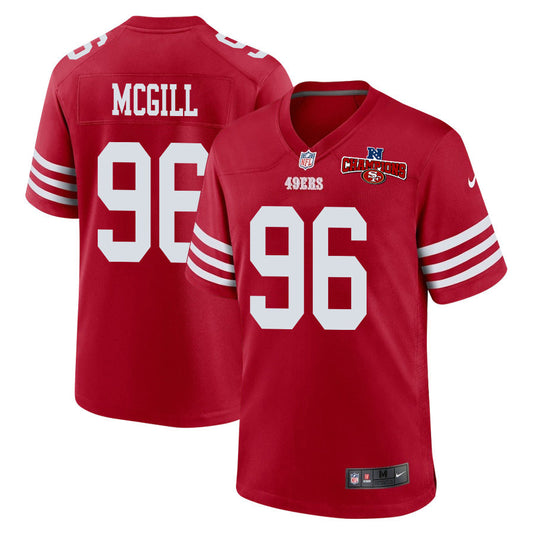 T.Y. McGill 96 San Francisco 49ers NFC Champions Patch Game Jersey – Scarlet JS5963