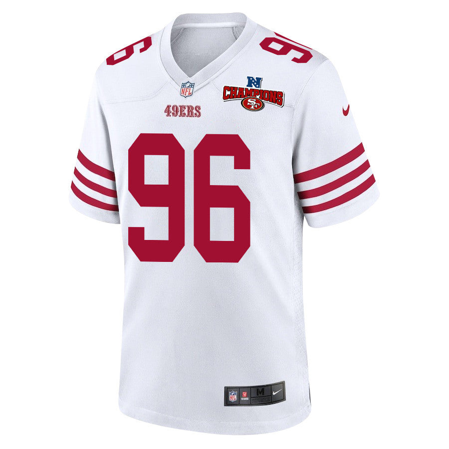 T.Y. McGill 96 San Francisco 49ers NFC Champions Patch Game Jersey – White JS3573