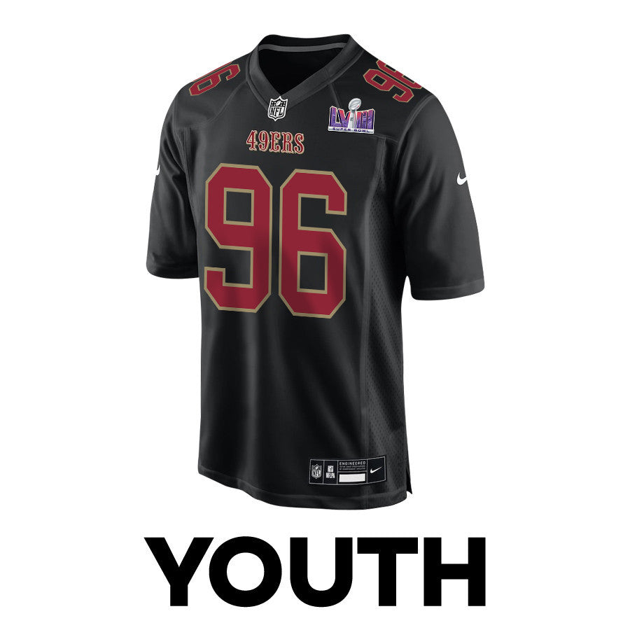 T.Y. McGill 96 San Francisco 49ers Super Bowl LVIII Patch Fashion Game Jersey – Carbon Black JS1811