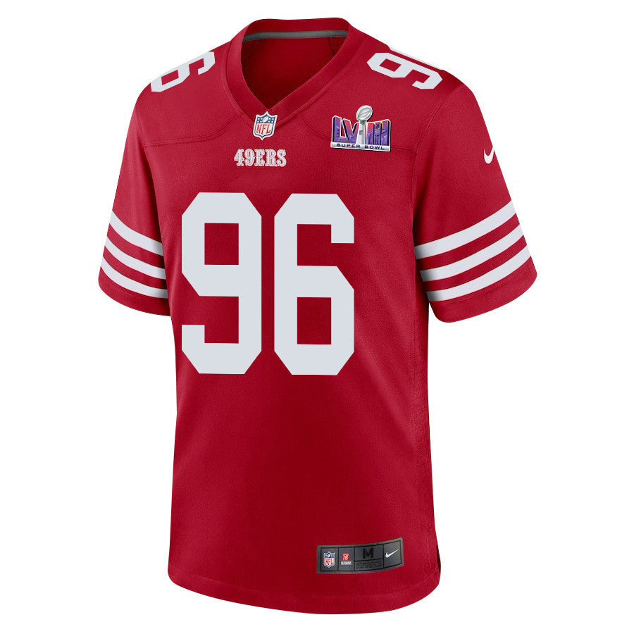 T.Y. McGill 96 San Francisco 49ers Super Bowl LVIII Patch Game Jersey – Scarlet JS3455
