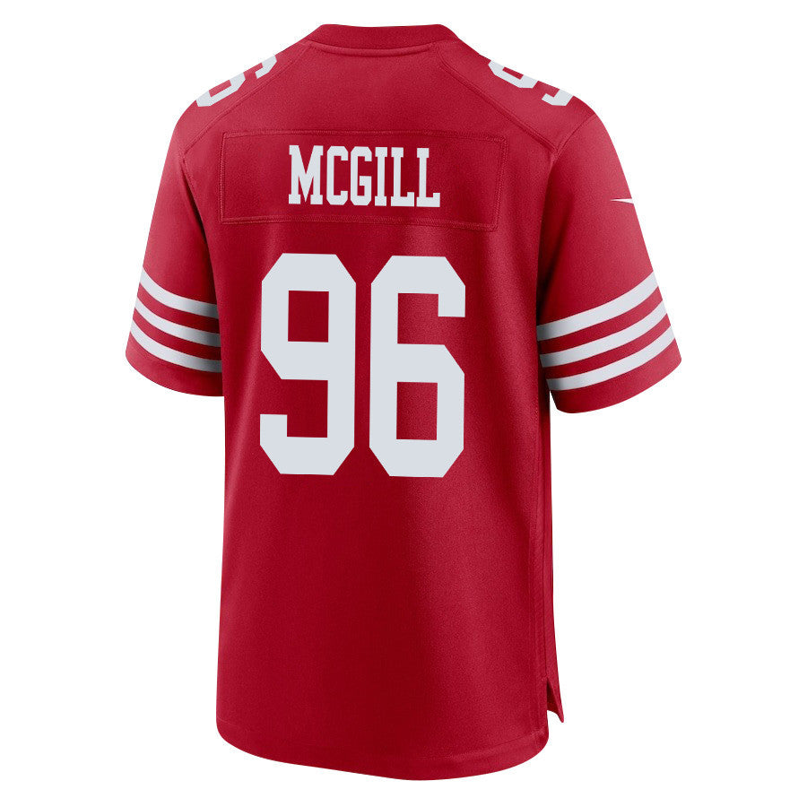 T.Y. McGill 96 San Francisco 49ers Super Bowl LVIII Patch Game Jersey – Scarlet JS3455