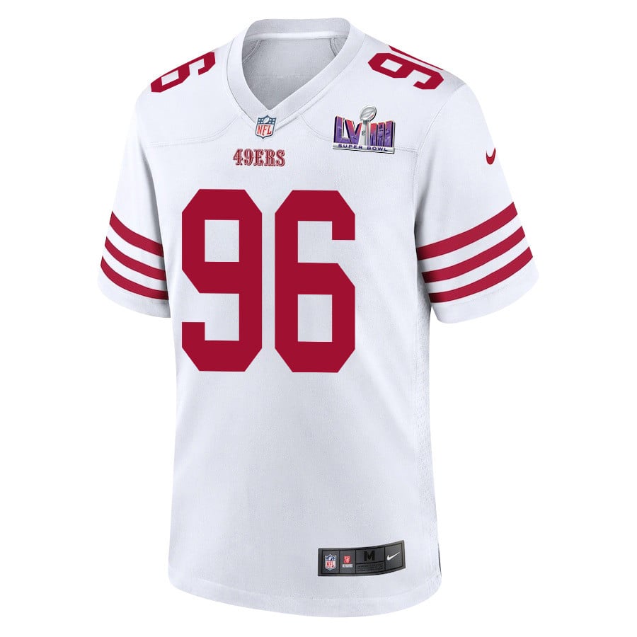 T.Y. McGill 96 San Francisco 49ers Super Bowl LVIII Patch Game Jersey – White JS7593
