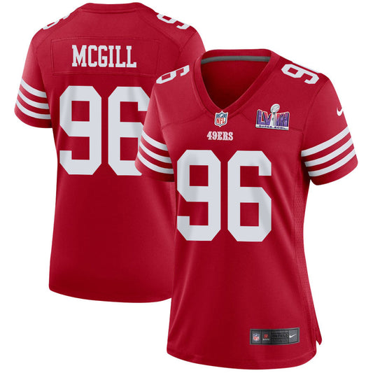 T.Y. McGill 96 San Francisco 49ers Super Bowl LVIII Patch Game Jersey – Scarlet JS3168