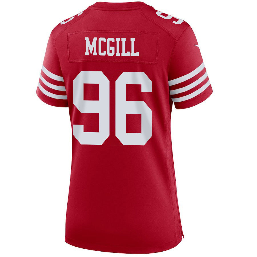 T.Y. McGill 96 San Francisco 49ers Super Bowl LVIII Patch Game Jersey – Scarlet JS3168
