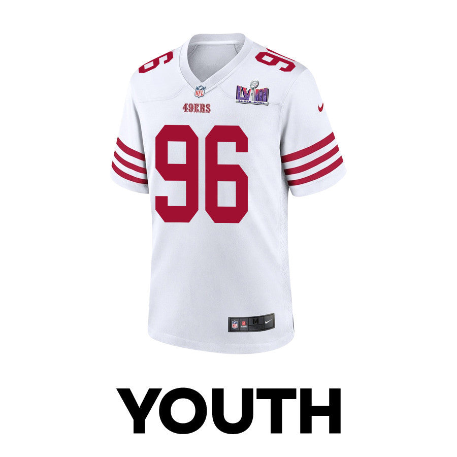 T.Y. McGill 96 San Francisco 49ers Super Bowl LVIII Patch Game Jersey – White JS4739