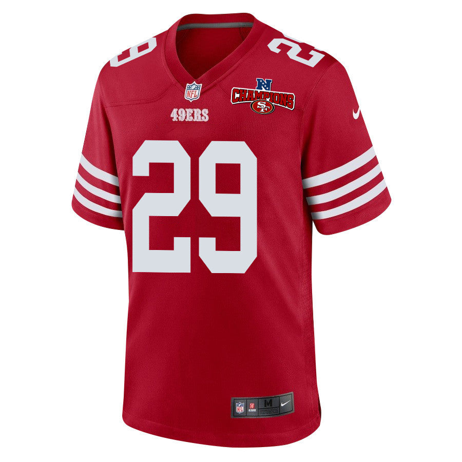 Talanoa Hufanga 29 San Francisco 49ers NFC Champions Patch Game Jersey – Scarlet JS5776