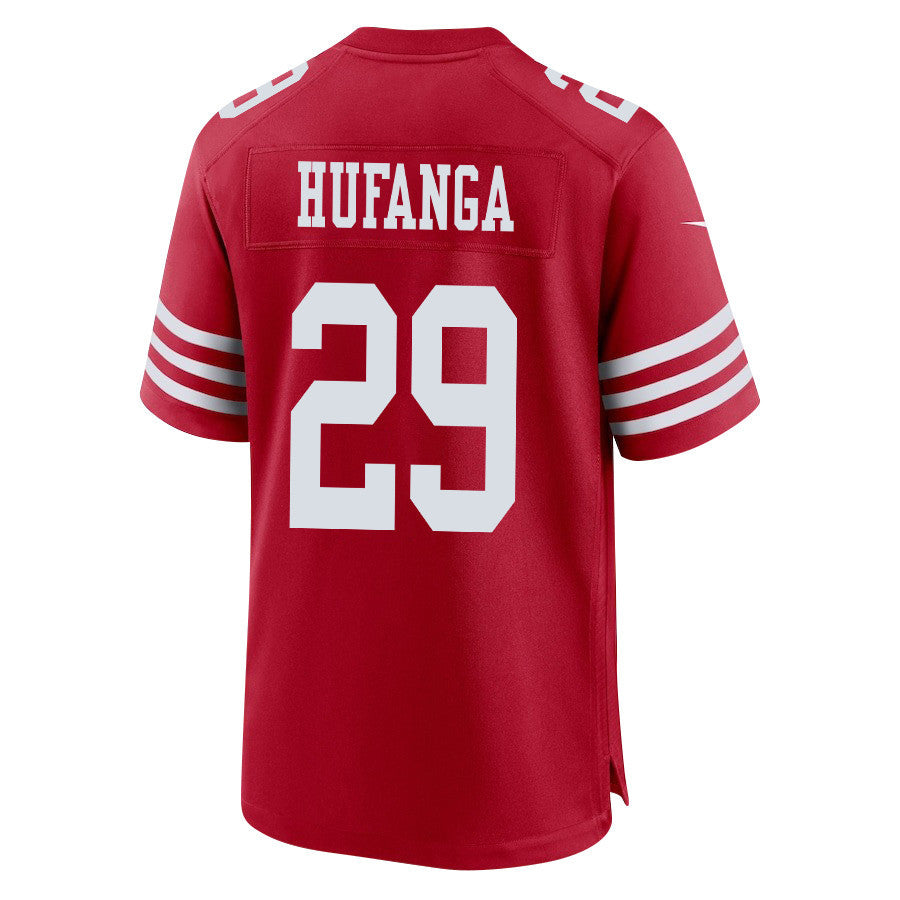 Talanoa Hufanga 29 San Francisco 49ers NFC Champions Patch Game Jersey – Scarlet JS5776