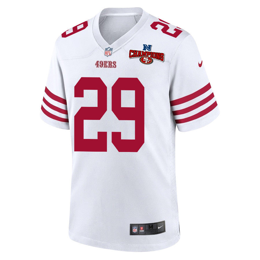 Talanoa Hufanga 29 San Francisco 49ers NFC Champions Patch Game Jersey – White JS2729