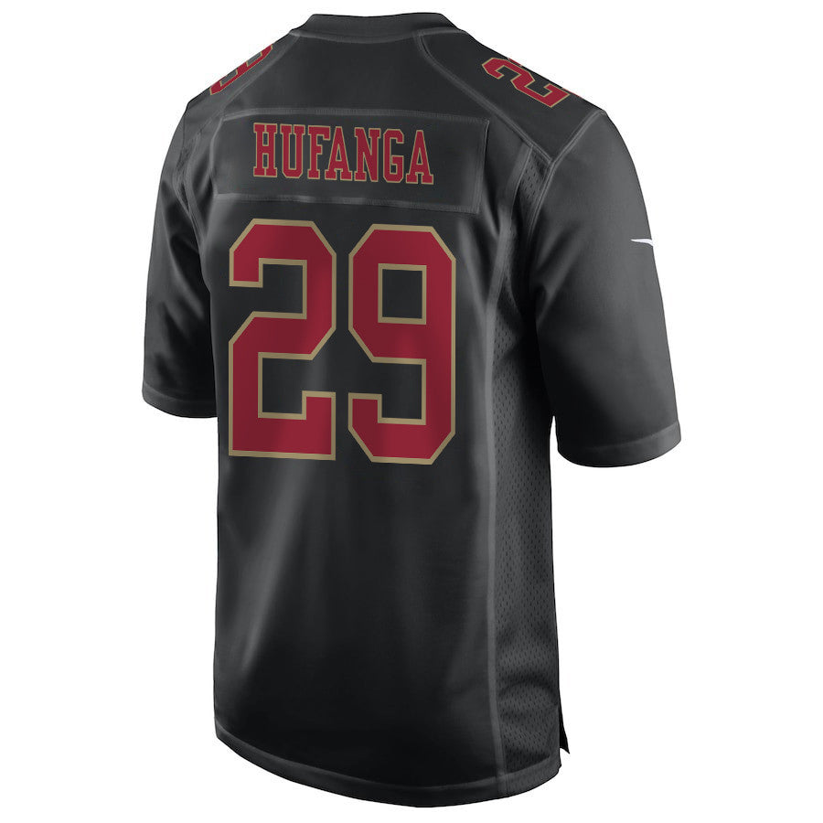 Talanoa Hufanga 29 San Francisco 49ers Super Bowl LVIII Patch Fashion Game Jersey – Carbon Black JS7817