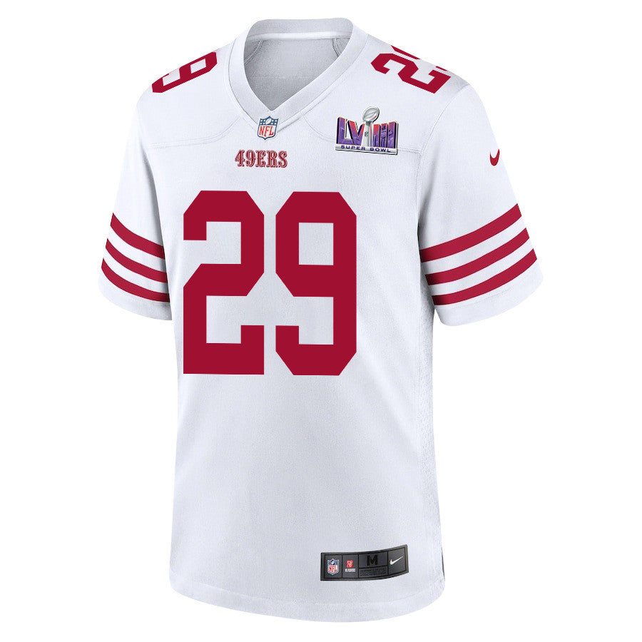 Talanoa Hufanga 29 San Francisco 49ers Super Bowl LVIII Patch Game Jersey – White JS6506
