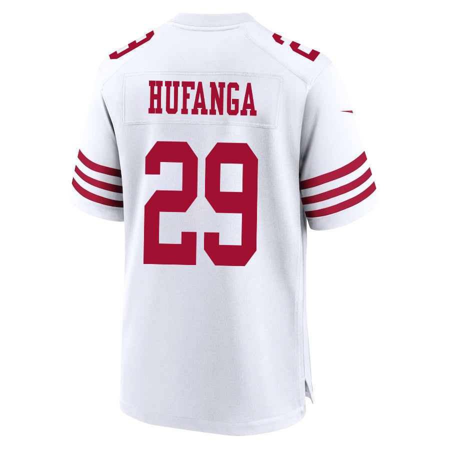 Talanoa Hufanga 29 San Francisco 49ers Super Bowl LVIII Patch Game Jersey – White JS6506