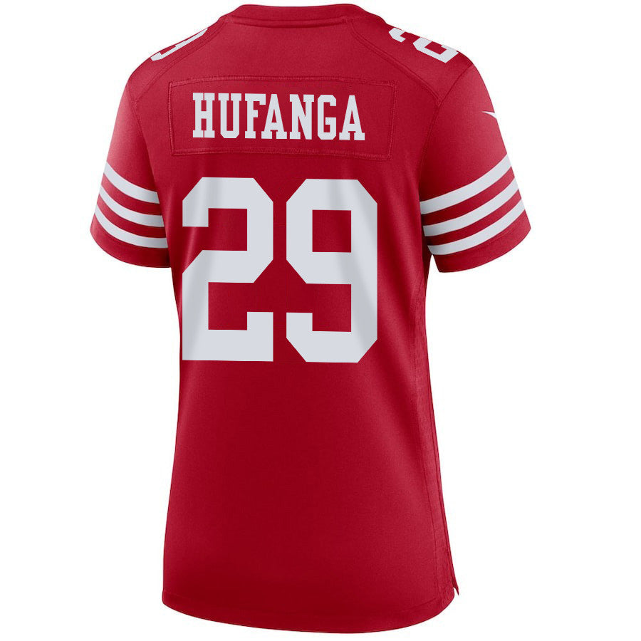 Talanoa Hufanga 29 San Francisco 49ers Super Bowl LVIII Patch Game Jersey – Scarlet JS7178