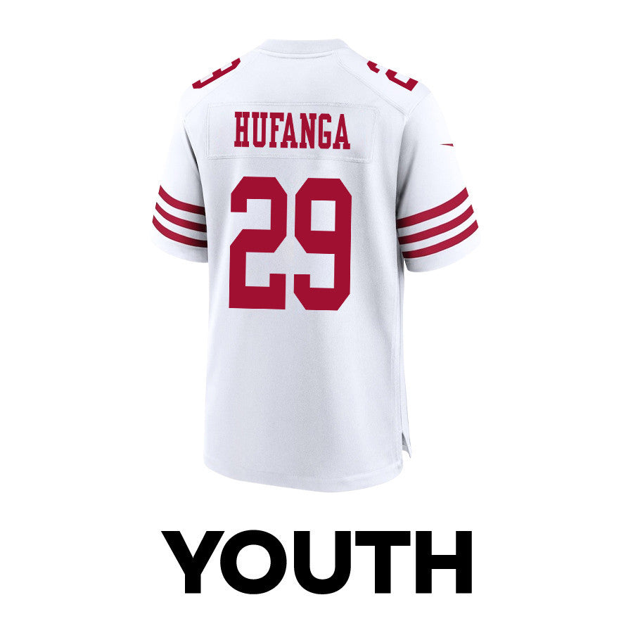 Talanoa Hufanga 29 San Francisco 49ers Super Bowl LVIII Patch Game Jersey – White JS3737