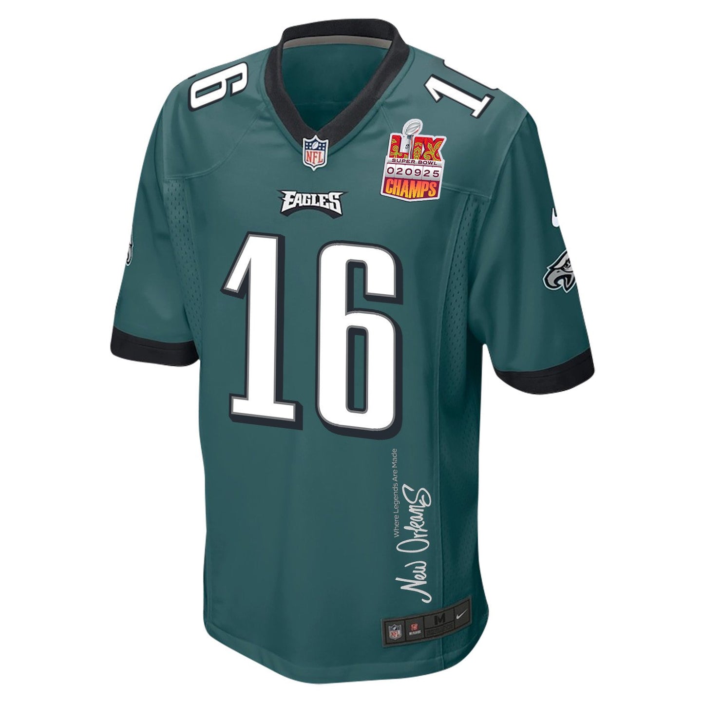 Tanner McKee 16 Philadelphia Eagles Super Bowl LIX Champions Patch 'New Orleansy –