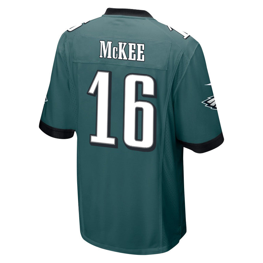 Tanner McKee 16 Philadelphia Eagles Super Bowl LIX New Orleans Patch Game Jersey – Midnight Green JS7935