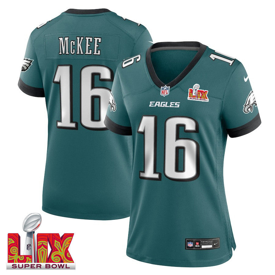 Tanner McKee #16 Philadelphia Eagles Super Bowl LIX Jersey – Midnight Green JS8485