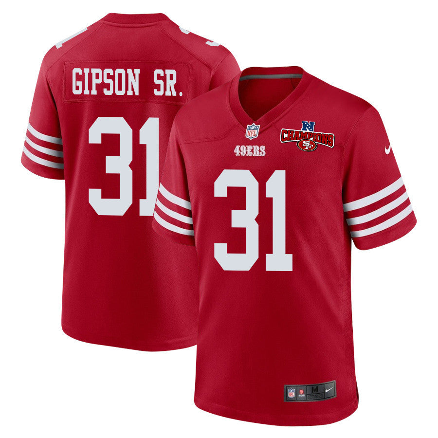 Tashaun Gipson Sr. 31 San Francisco 49ers NFC Champions Patch Game Jersey – Scarlet JS9633